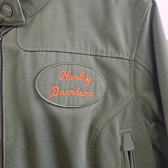 Harley Davidson "Estabrook" Green Canvas Textile Jacket WOMENS 2XL 97179-22VW - Picture 3 of 10